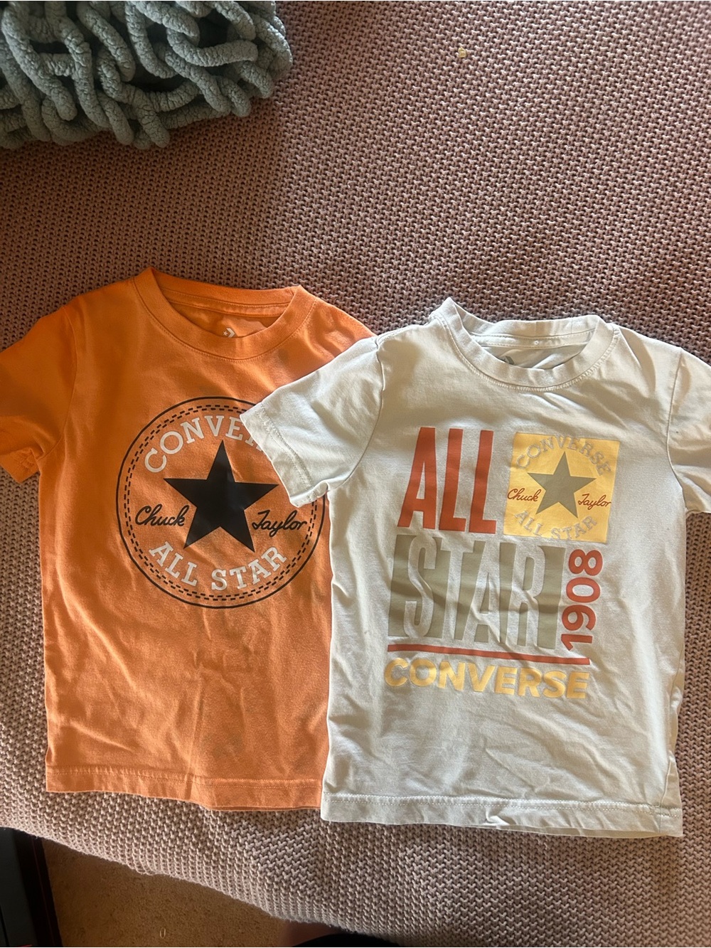 Converse Kids Boys T-Shirt Lot of 2 Size 5 XS All Star Graphic Tees Orange White
